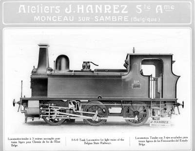 <b>Locomotive-tender à 3 essieux accouplés pour trains légers</b><br>pour Chemin de fer de l'Etat Belge